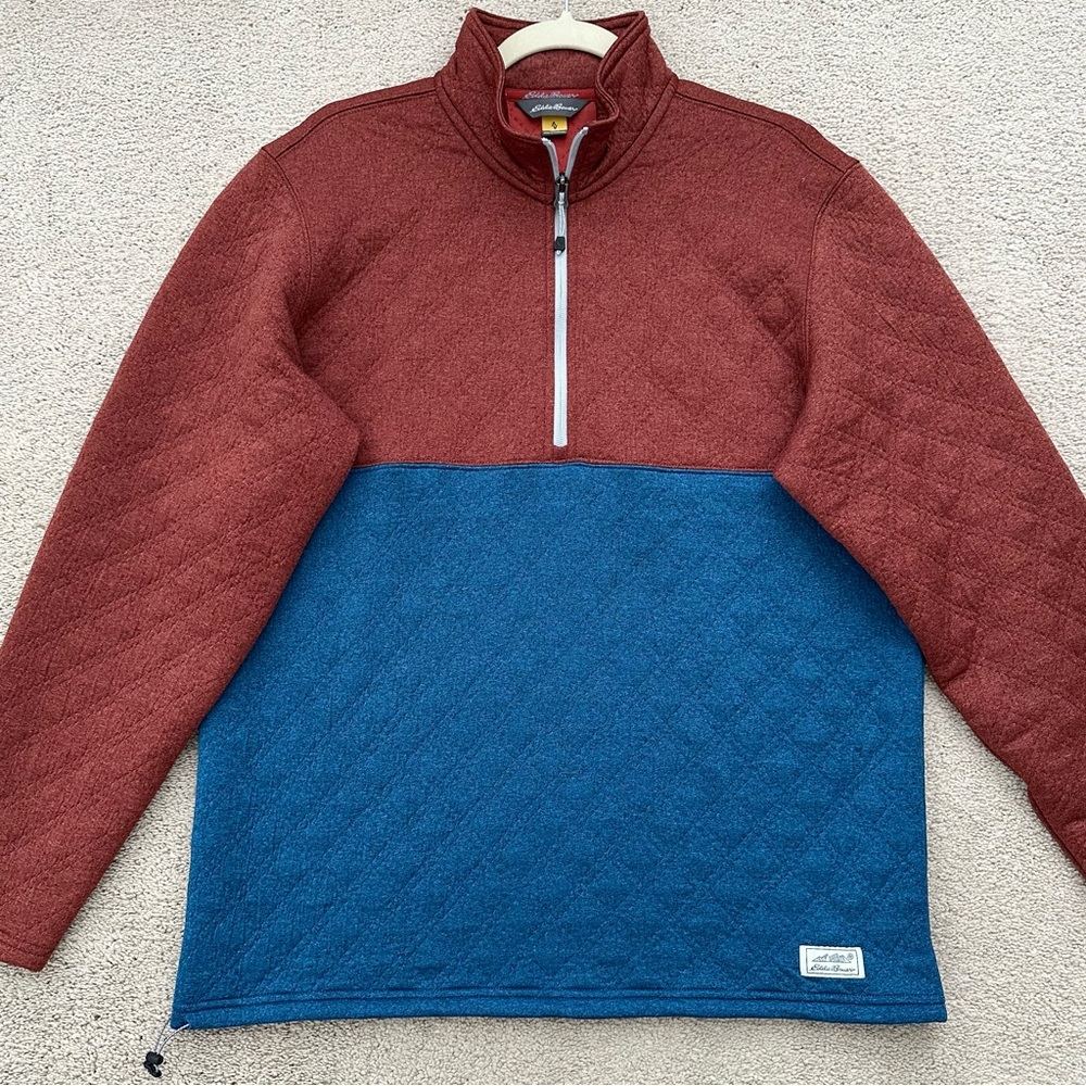 Eddie Bauer Fall 1/4 Zip Colorblock Lightweight Quilted Sweatshirt Jacket